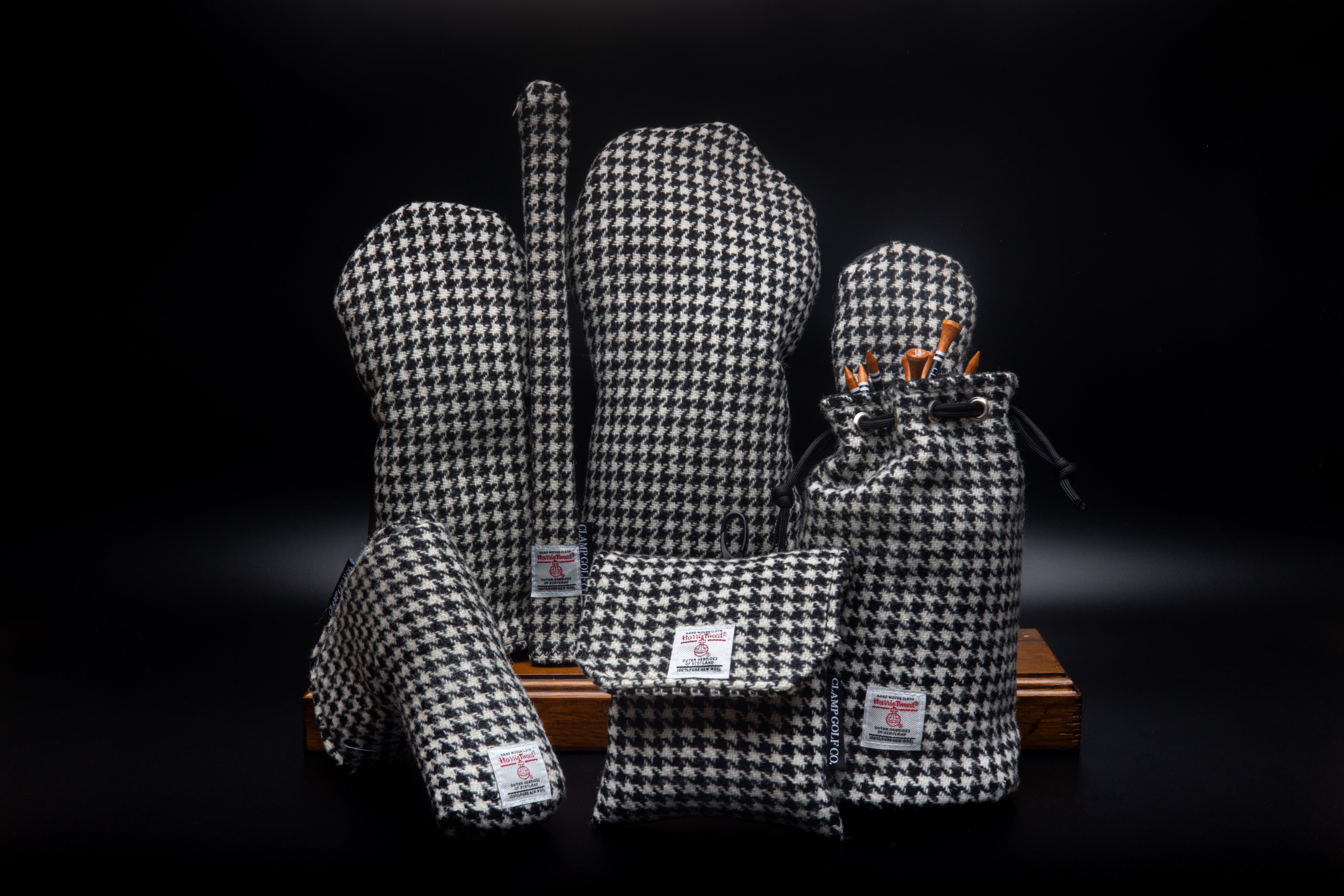 Black & White Houndstooth Harris Tweed® Headcovers