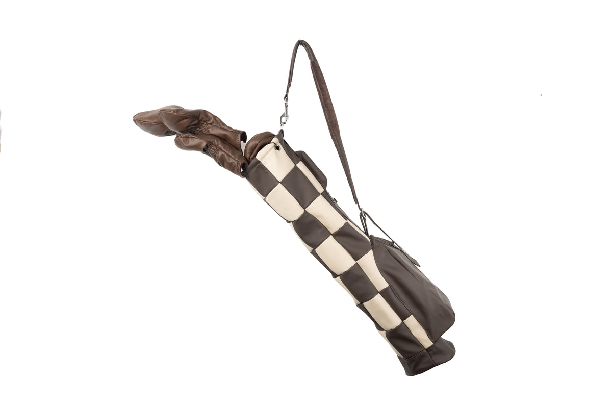 Brown Patchwork Genuine Leather Golf Bag