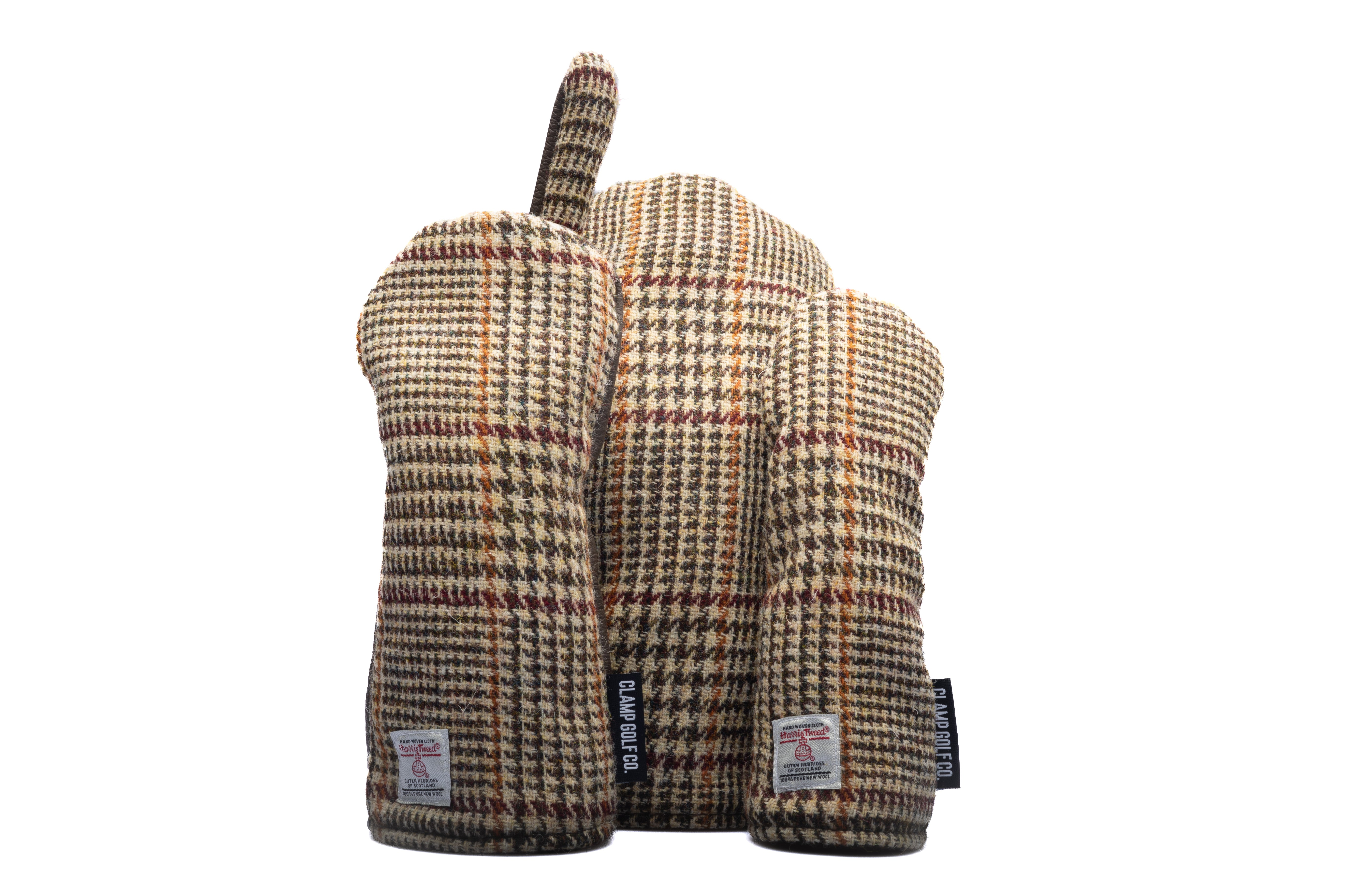 Brown and Beige Glen Check Harris Tweed® Headcovers