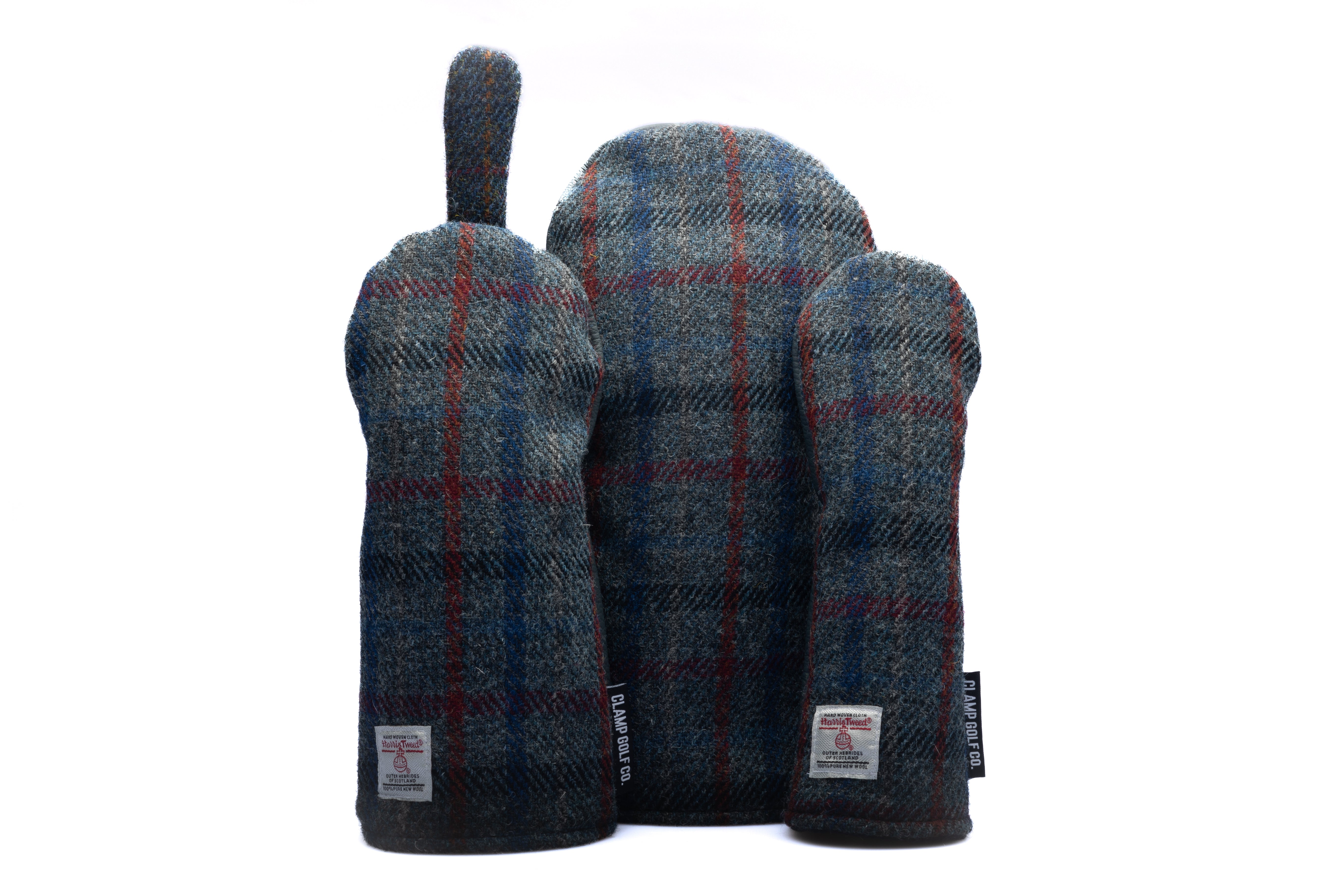 Grey with Red and Blue Multi Coloured Overchecks Harris Tweed® Headcovers