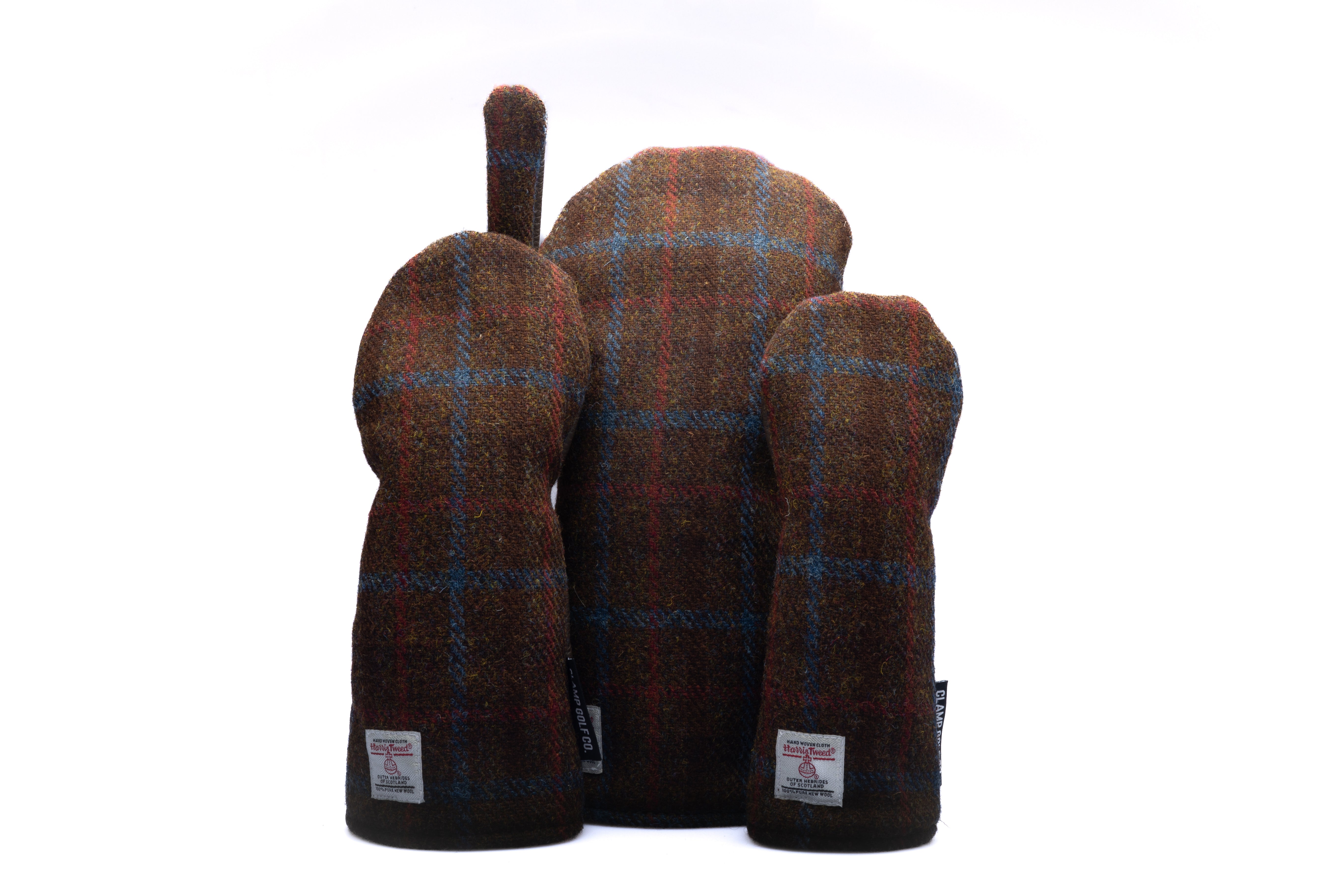 Brown with Red and Blue Overcheck Harris Tweed® Headcovers