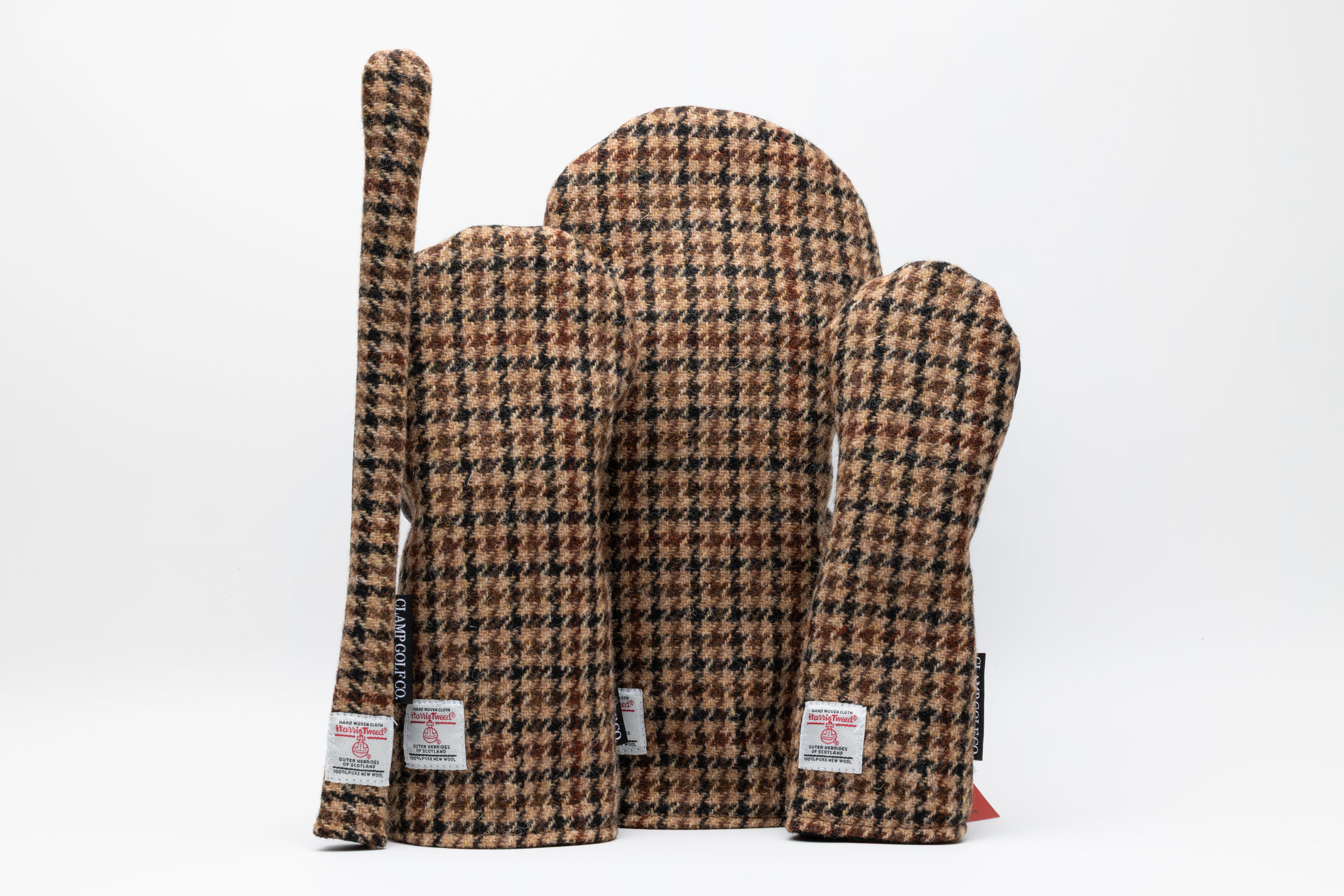 Brown & Beige Houndstooth Harris Tweed® Headcovers